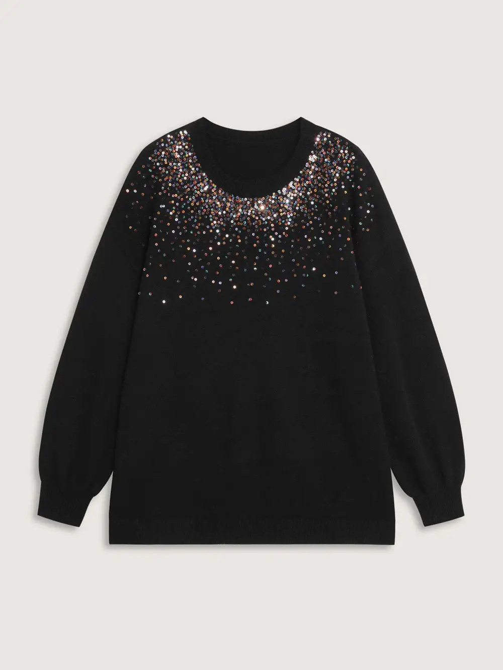 Sequin Embroidery Round Neck Pullover