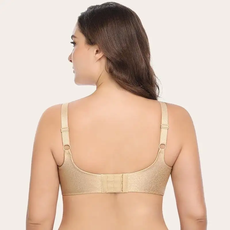 Plus Size T-Shirt Bra Seamless Comfort Full Coverage Underwire Bra Molded Cup