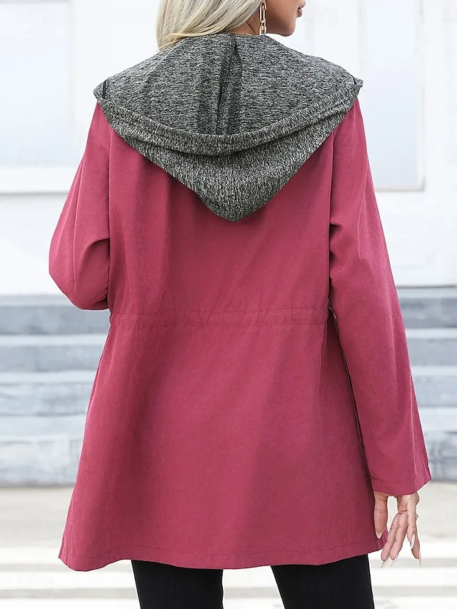 Women's Casual Jacket Hoodie Jacket Athleisure Holiday Daily Wear Spring Fall Winter Regular Coat Loose Fit Stylish Casual Jacket