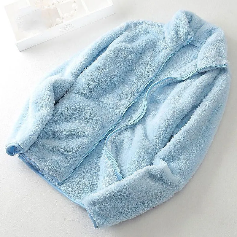 Women's Fleece Cardigan Stand-up Collar Jacket Thick Warm