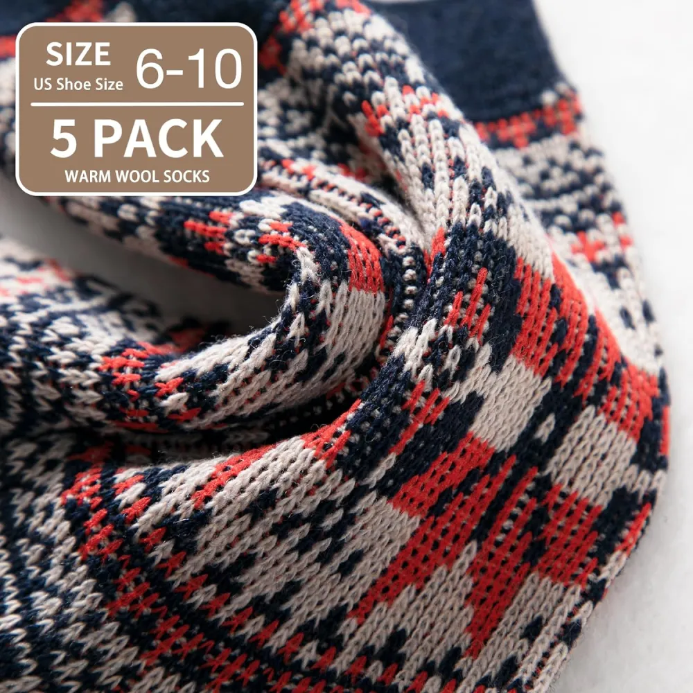 Clothirily Wool Socks- Thick Soft Wool Socks for Women, Vintage Warm Womens Wool Socks, Winter Warm Boot Socks for Women Men