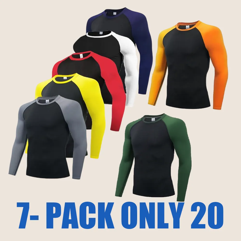 5-Pack Men's Long Sleeve Shirts – Quick Dry, Moisture-Wicking, Breathable, UV Protection, Slim Fit for Sports & Outdoor