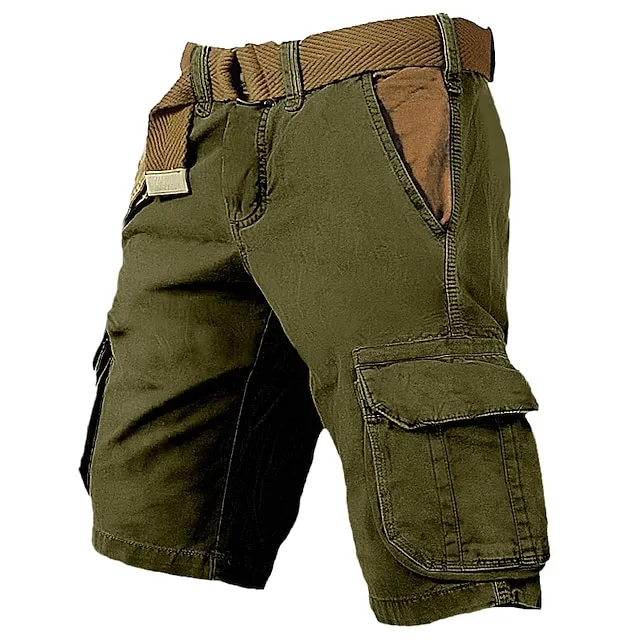 Men's Cargo Shorts Shorts Hiking Shorts Multi Pocket Plain Wearable Short Outdoor Daily 100% Cotton Designer Casual ArmyGreen Black