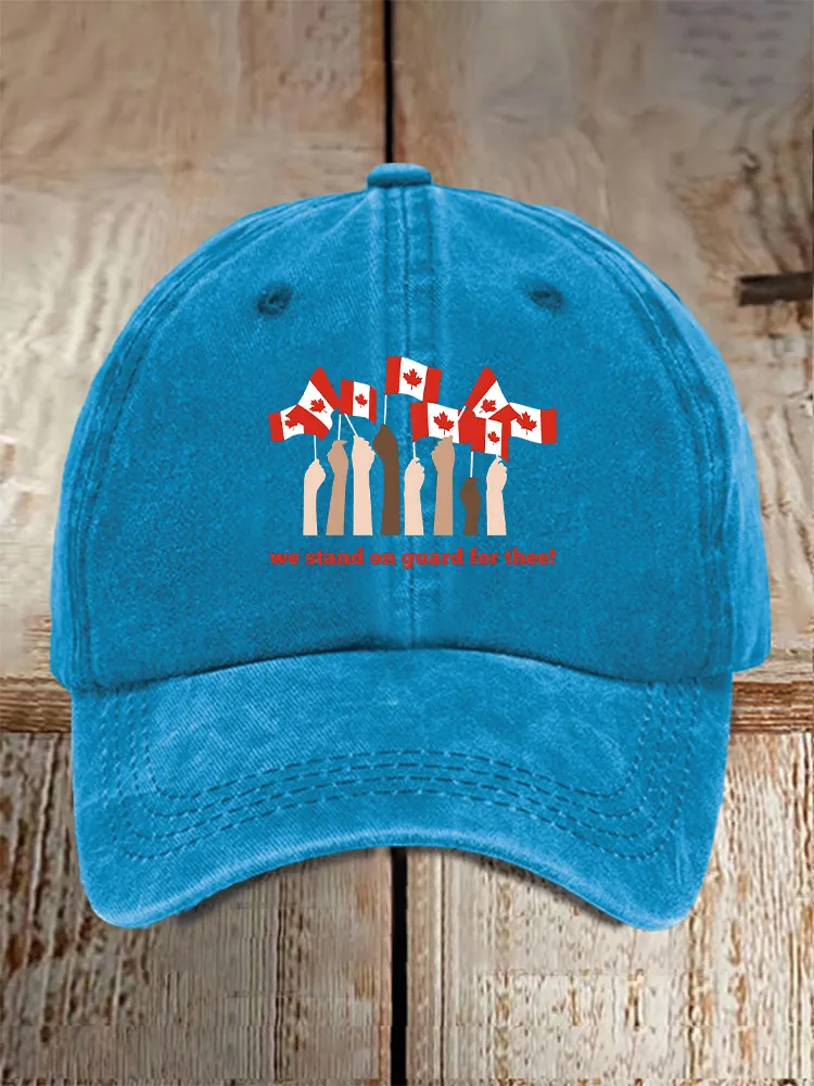 Men And Women's We Stand On Guard For Thee Washed Baseball Cap