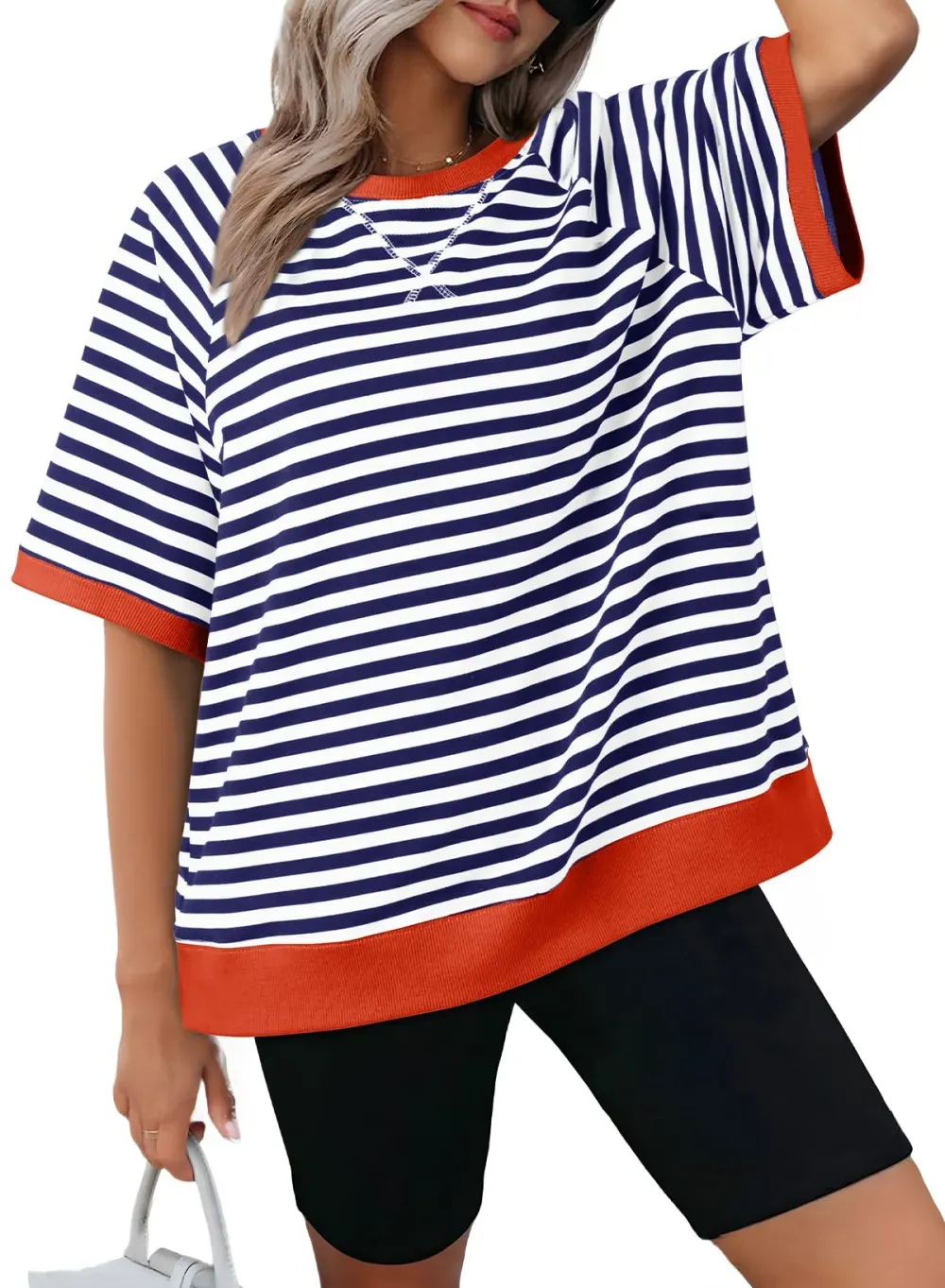 ✨Women's Oversized Striped Color Block Casual T-Shirt