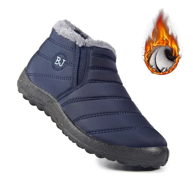 Women's Sneakers Boots Snow Boots Plus Size Winter Boots Daily Fleece Lined Booties Ankle Boots Winter Flat Heel Round Toe Plush Casual Comfort Elastic Fabric Loafer Solid Color Black Red Blue