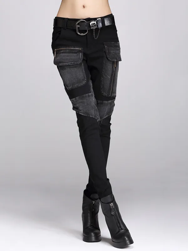 Multiple Zipper Casual Slimming Jeans Harem Pants