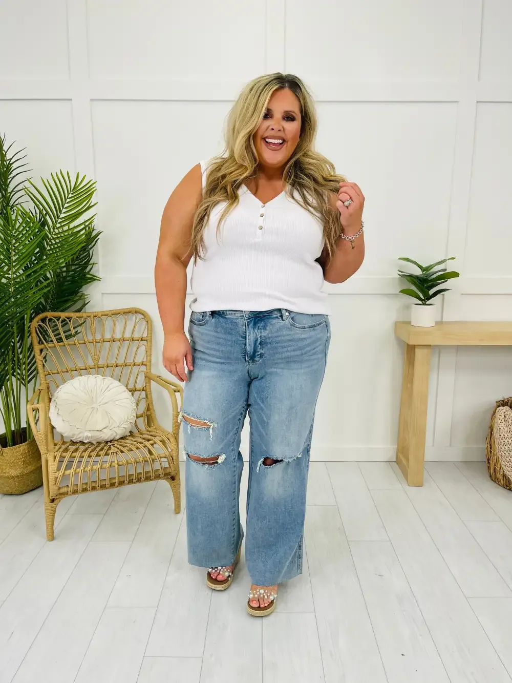 Judy Blue Play It Cool Tummy Control Wide Leg Jeans