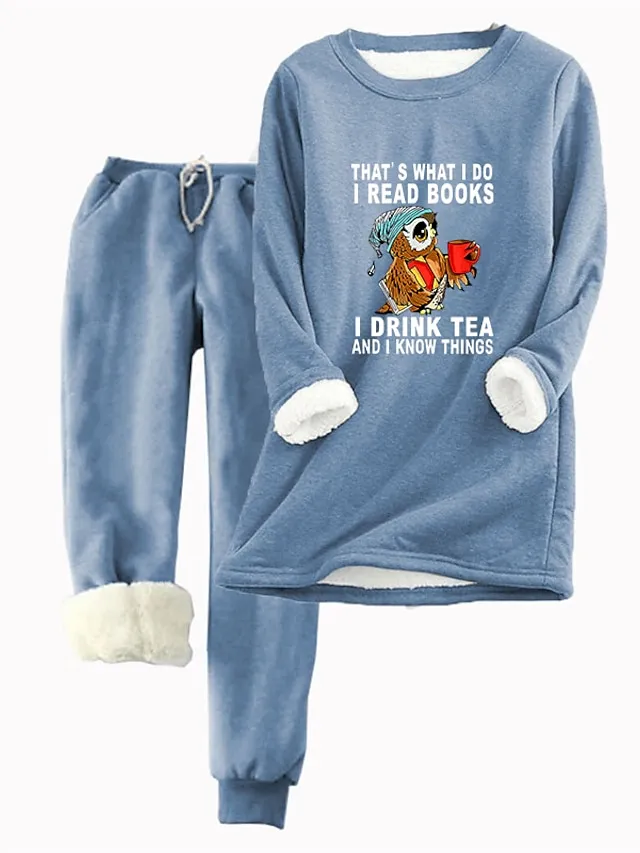 Women's Sweatshirt Tracksuit Pants Sets Fleece Graphic Letter Red Blue Gray Drawstring Print Long Sleeve Casual Daily Warm Funny Round Neck Regular Fit Fall & Winter