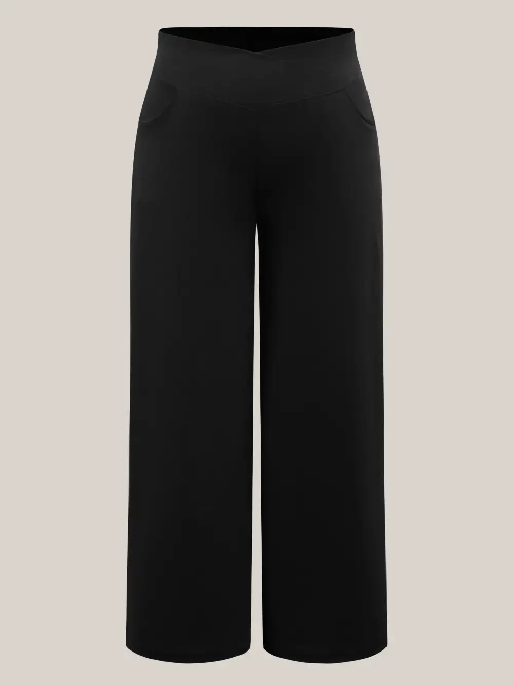 Crossover Waist Very Stretchy Wide-Leg Pants