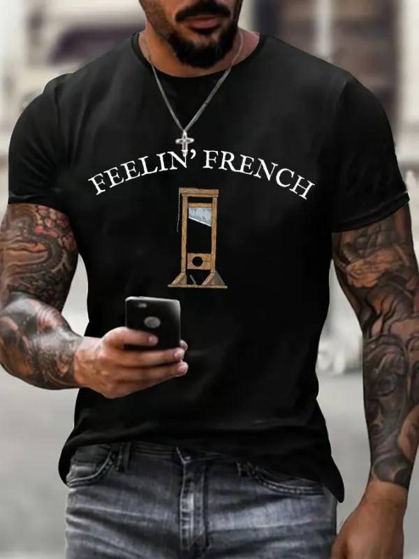 Men'S T-Shirt Men'S Guillotine FDT Printed Casual T-Shirt Pure Cotton Crewneck Printed Short Sleeve
