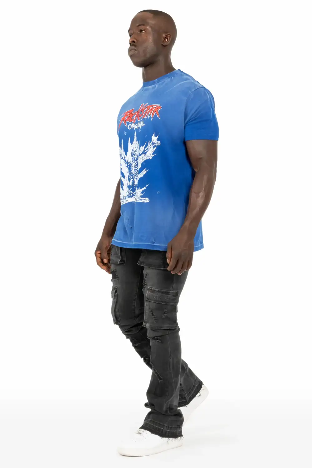 Adriel Grey Wash Cargo Stacked Flare Jean