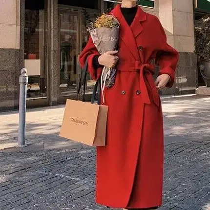 Belt-style Long coat for women Suitable for the Autumn/Winter