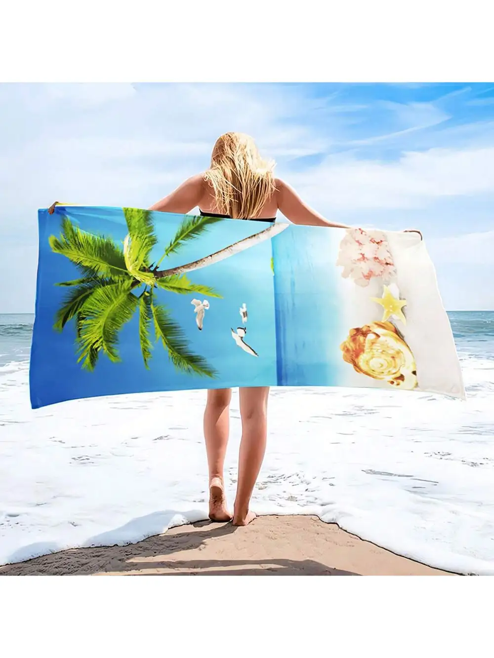 1pc Printed Super Absorbent Quick-Drying Beach Towel/Yoga Towel/Sport Towel, Made Of Microfiber, Size 140*70cm