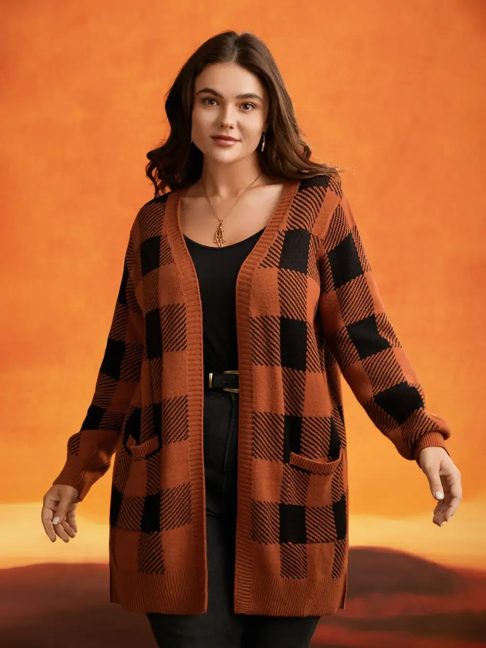 Supersoft Essentials Halloween Plaid Open Cardigan