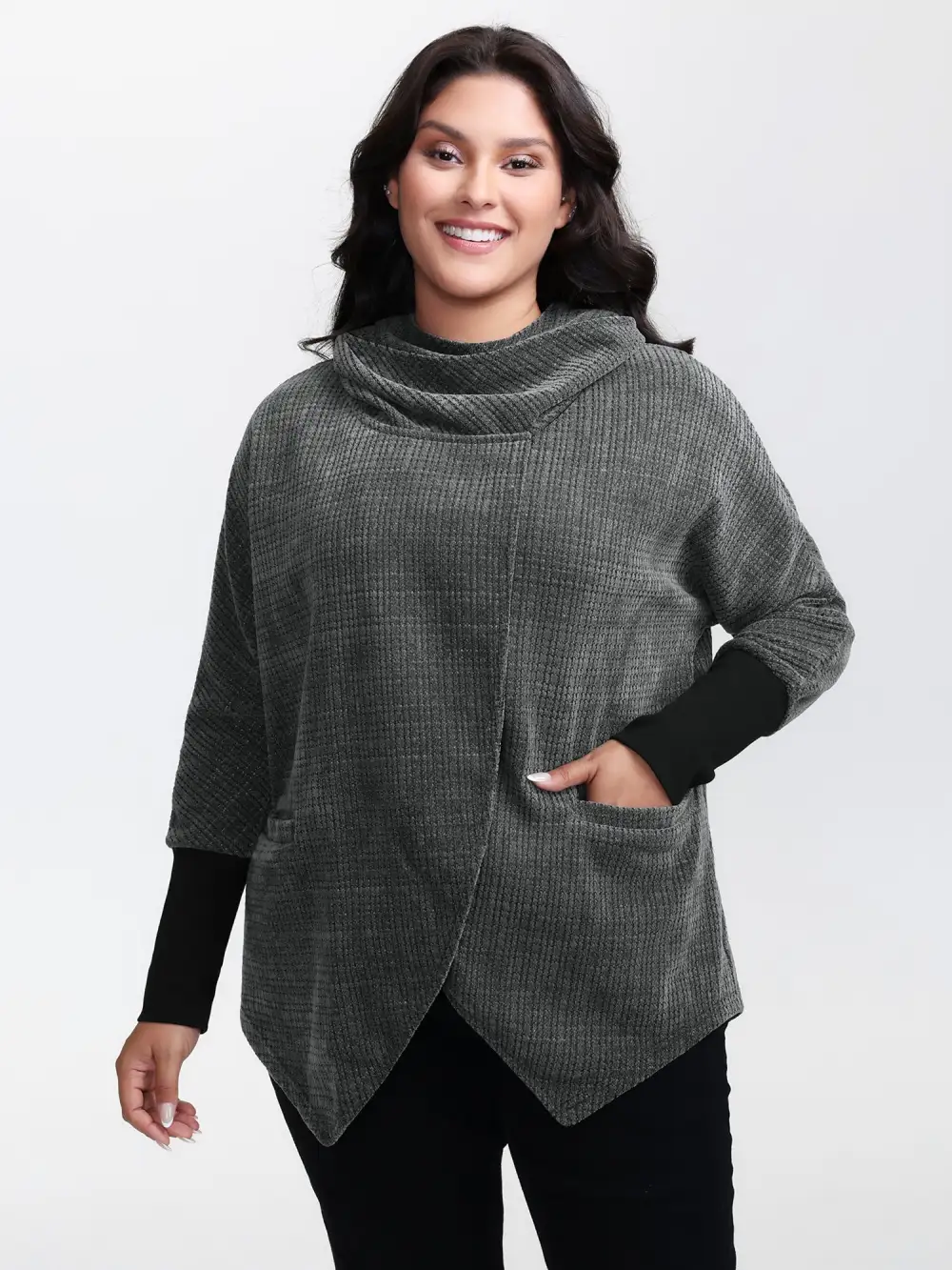 Textured Split Hem Hooded Jacket