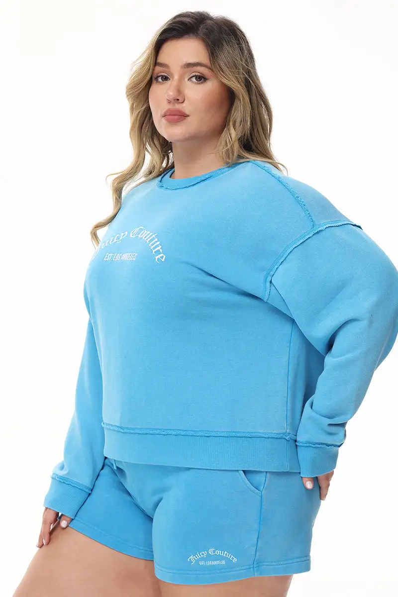 Plus-Size French Terry Embroidered Crewneck