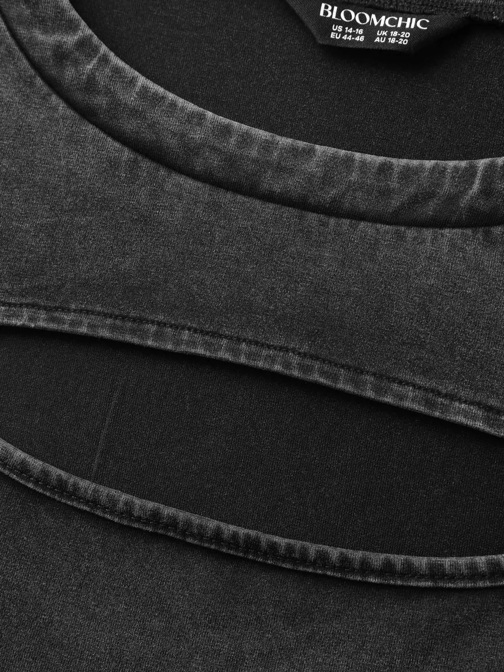 Cotton Vintage Wash Neck Cut-Out T-Shirt