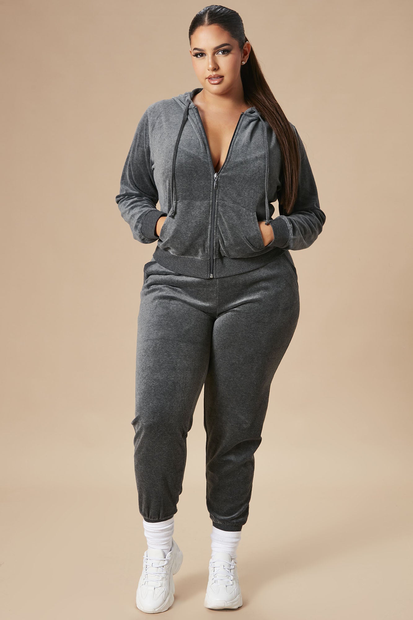 The Original Trendsetter Velour Set - Charcoal