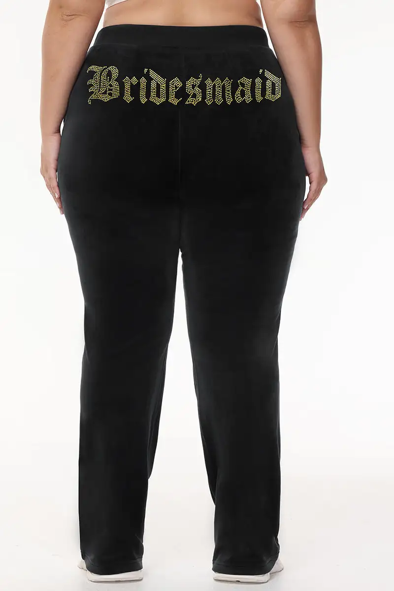 Bridesmaid Big Bling Velour Track Pants