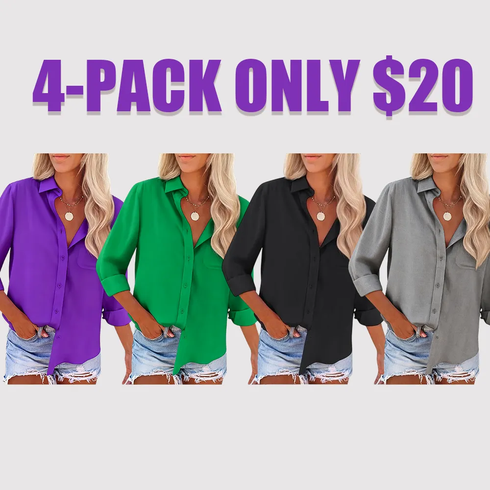 Women's Wrinkle-Free Long-Sleeve Button-Down Work Shirt(Wrinkle-Free, Long-Sleeve, Pocket)