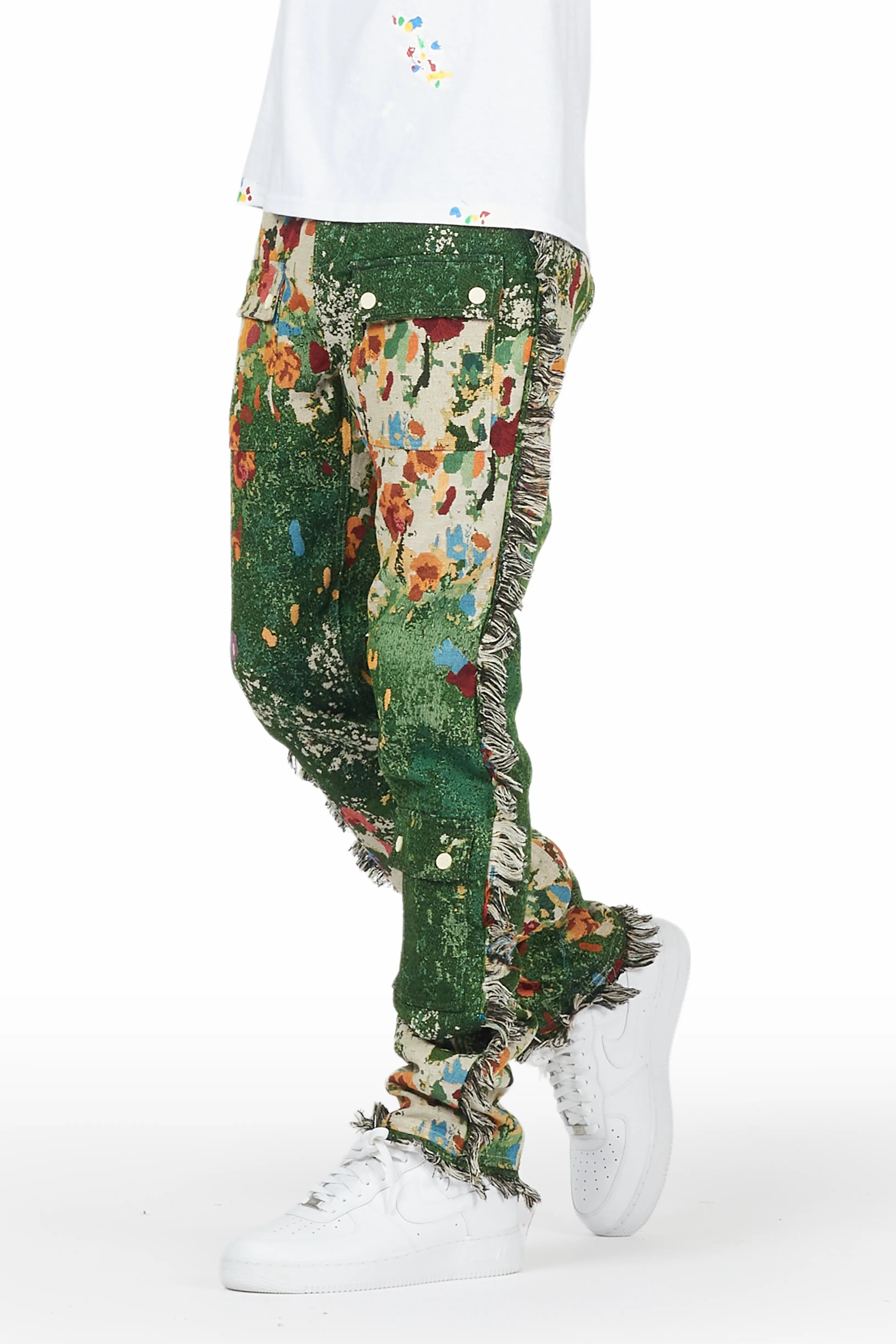 Qwin Green Tapestry Pants
