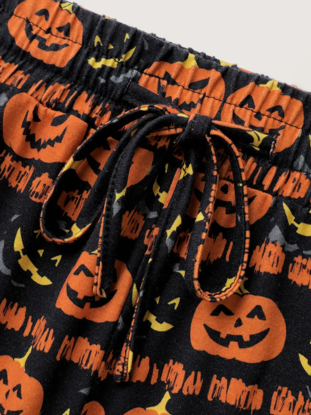 Spooky Pumpkin Elastic Waistband Wide-Leg Pants