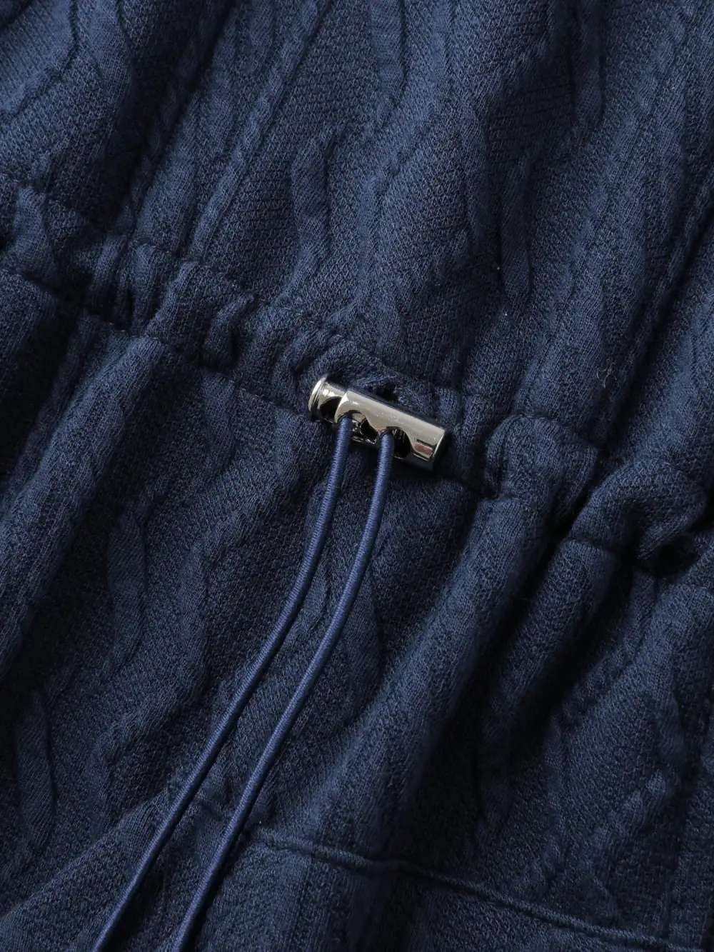 Textured Zipper Drawstring Hooded Jacket