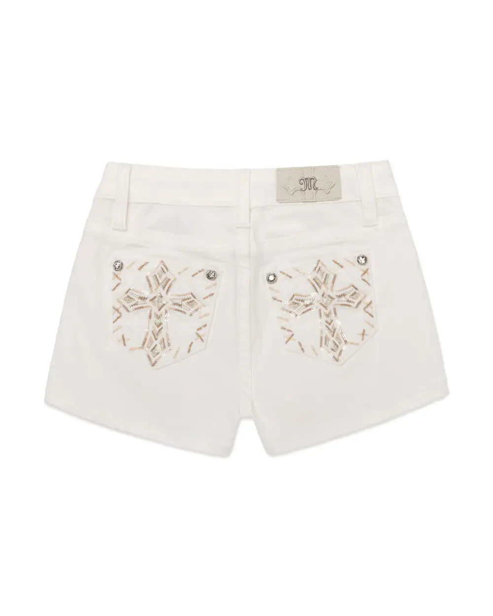 Girls Pastel Cross Denim Shorts
