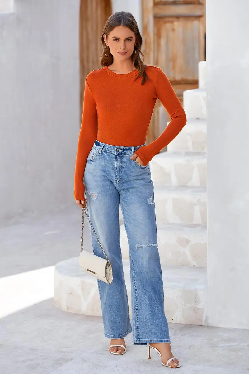 Women's Casual Long Sleeve Crew Neck Top