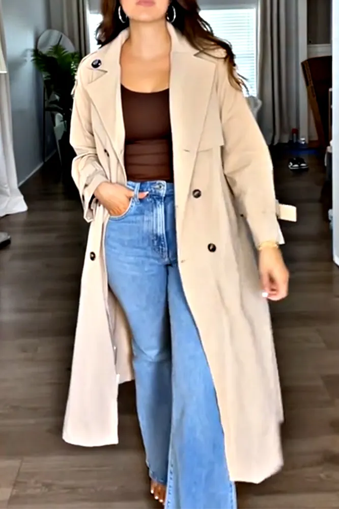 Women's solid color casual trench coat
