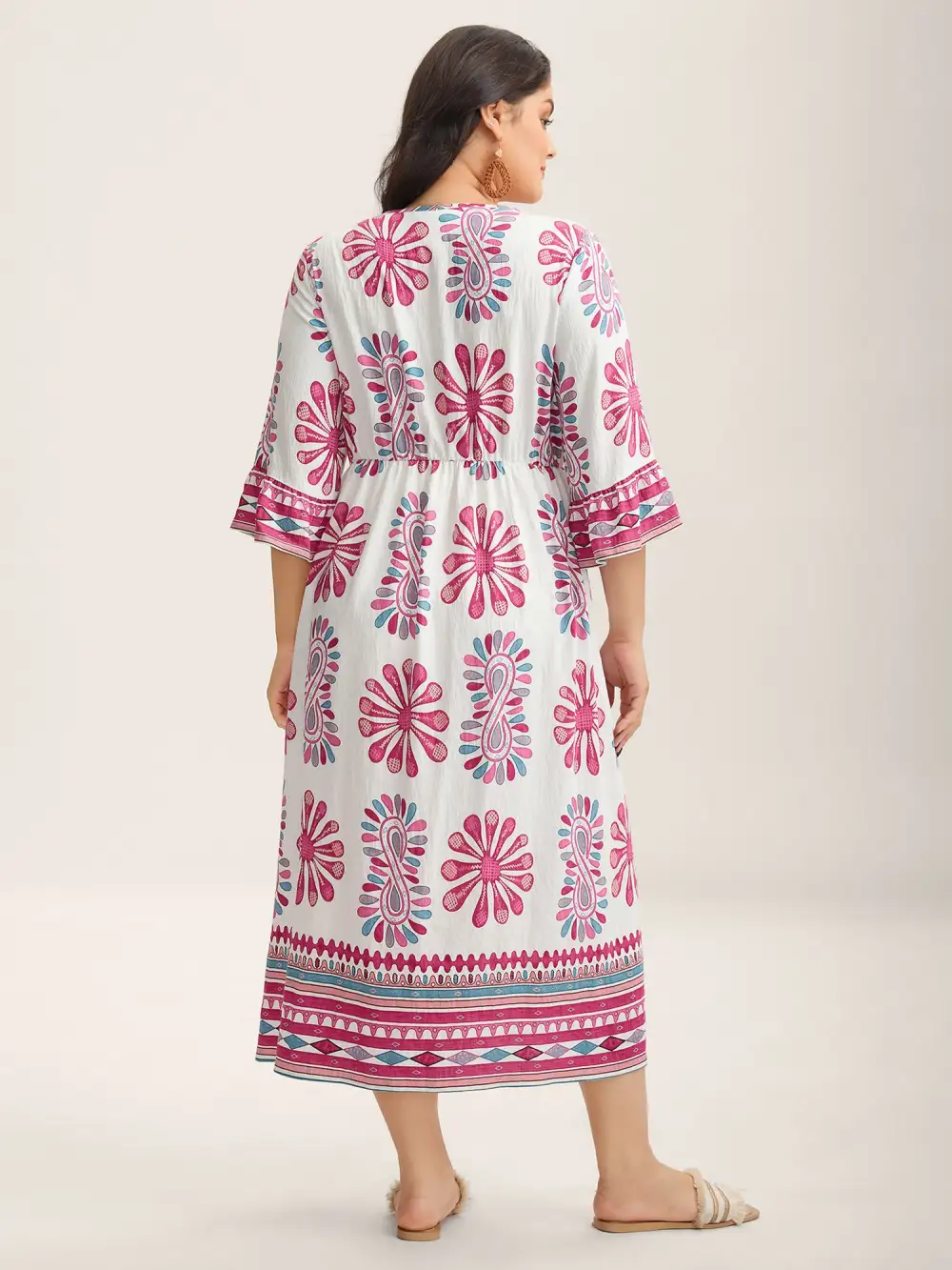 Boho Drama Sheer A-Line Midi Dress