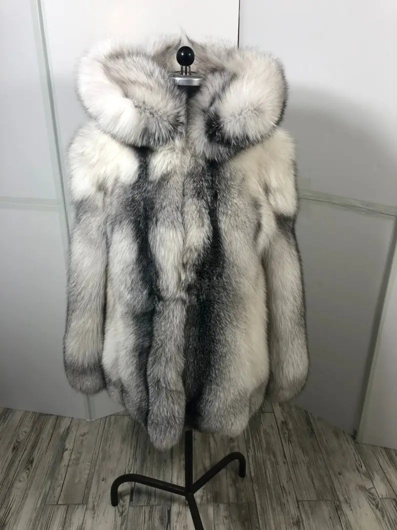 Platinum Fox Fur Coat Women's