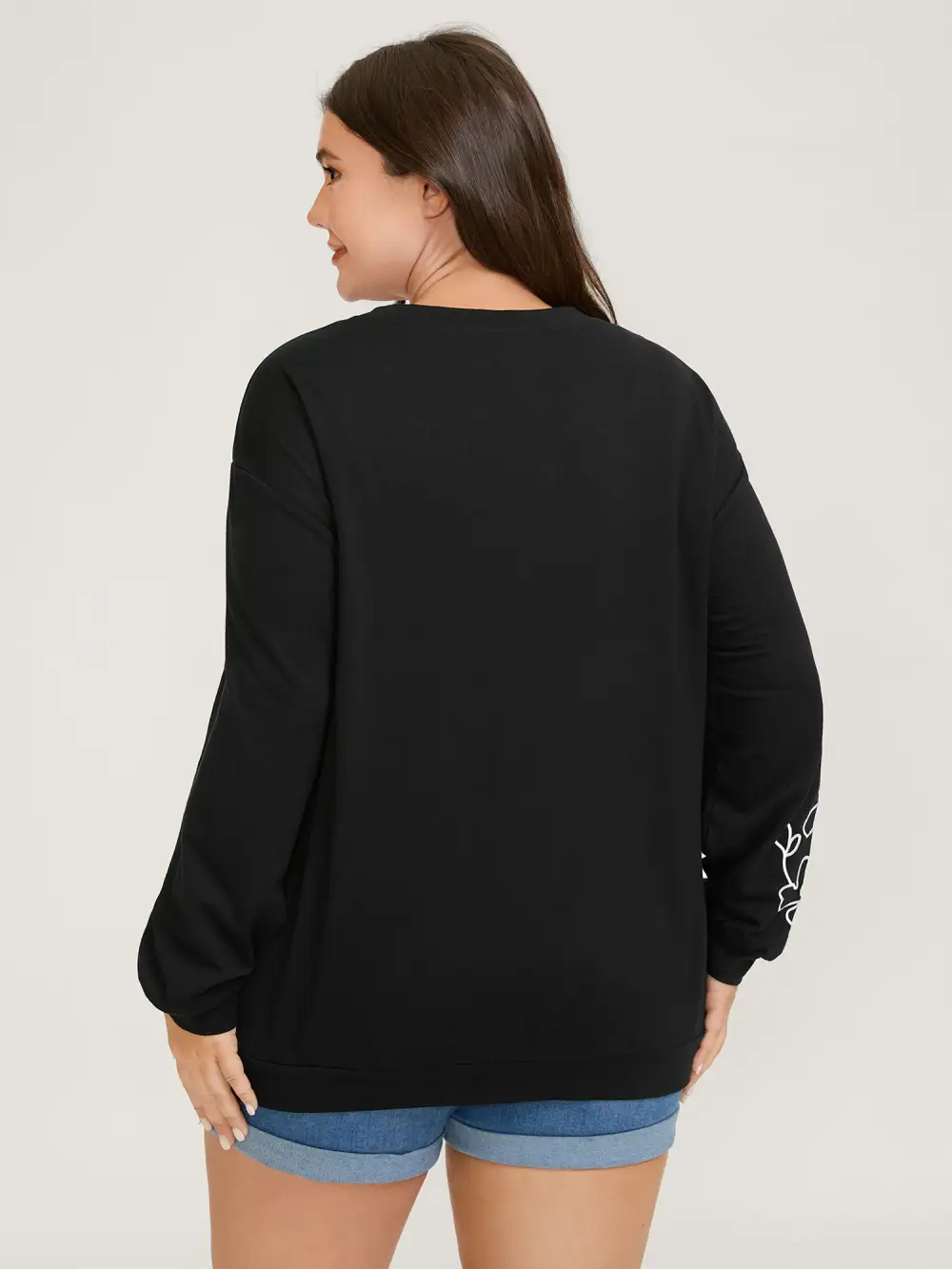 Floral Embroidery Print Relaxed Fit Sweatshirt