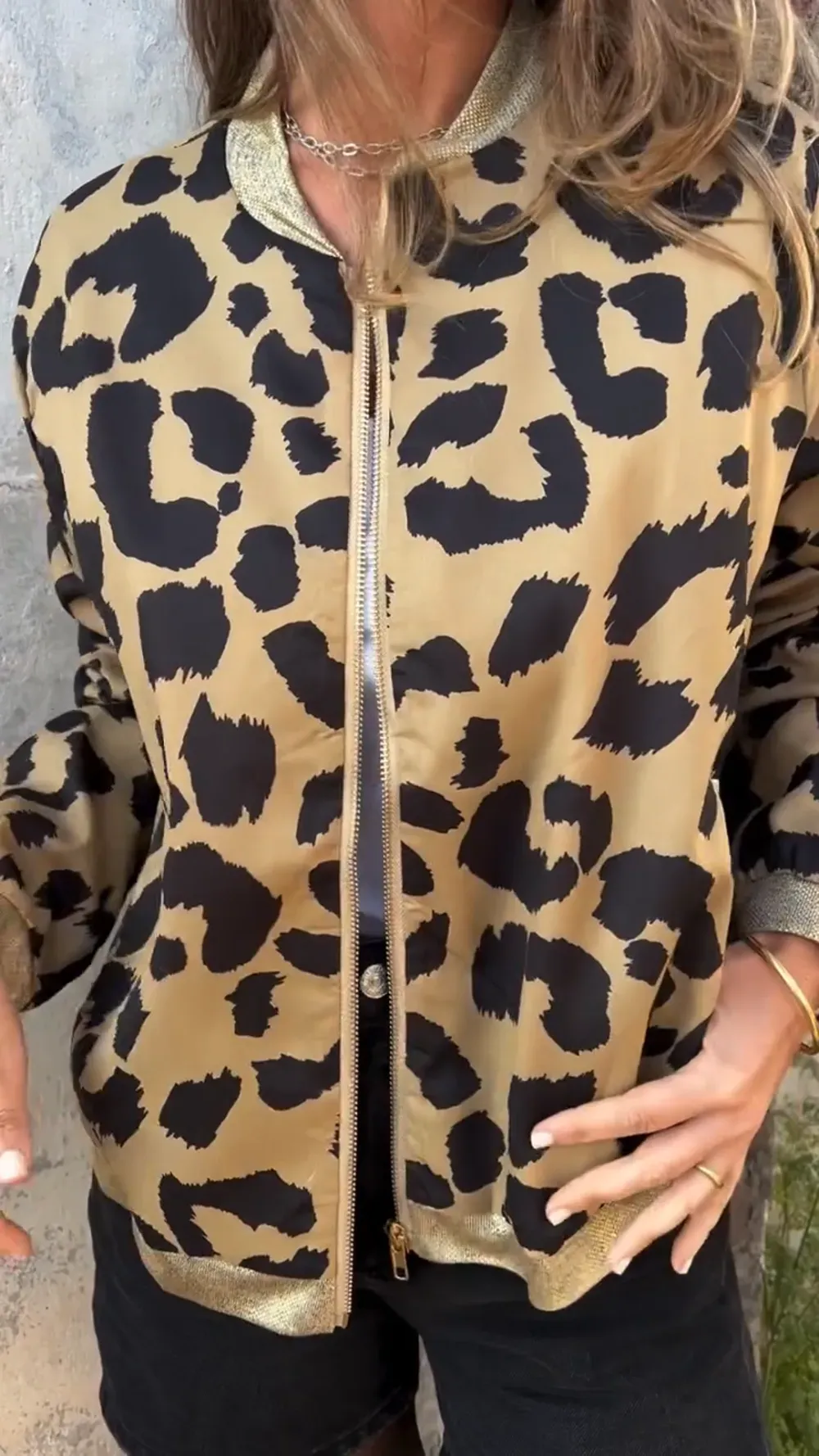 Wild Glam Leopard Bomber Jacket