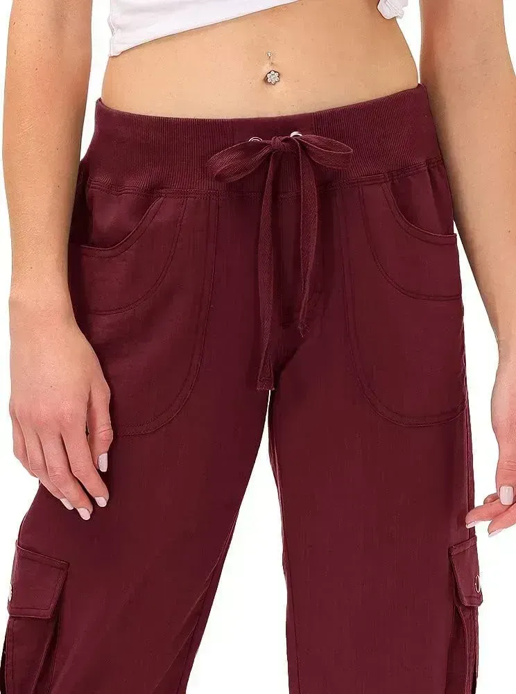 MoFiz Womens Capris with Pockets Loose Fit Casual Capri Pants Dressy Lightweight Ladies Baggy Cargo Pants for Hiking