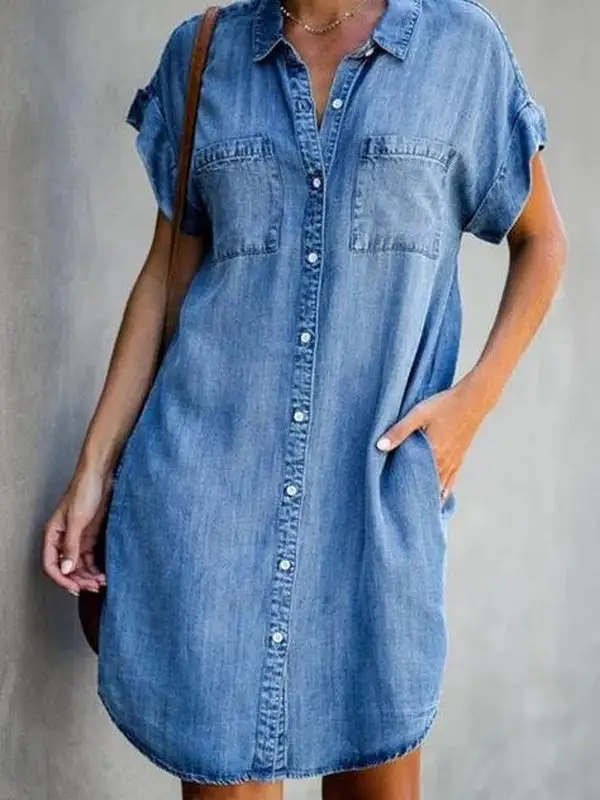 Classy Short Sleeve Collared Mini Dress