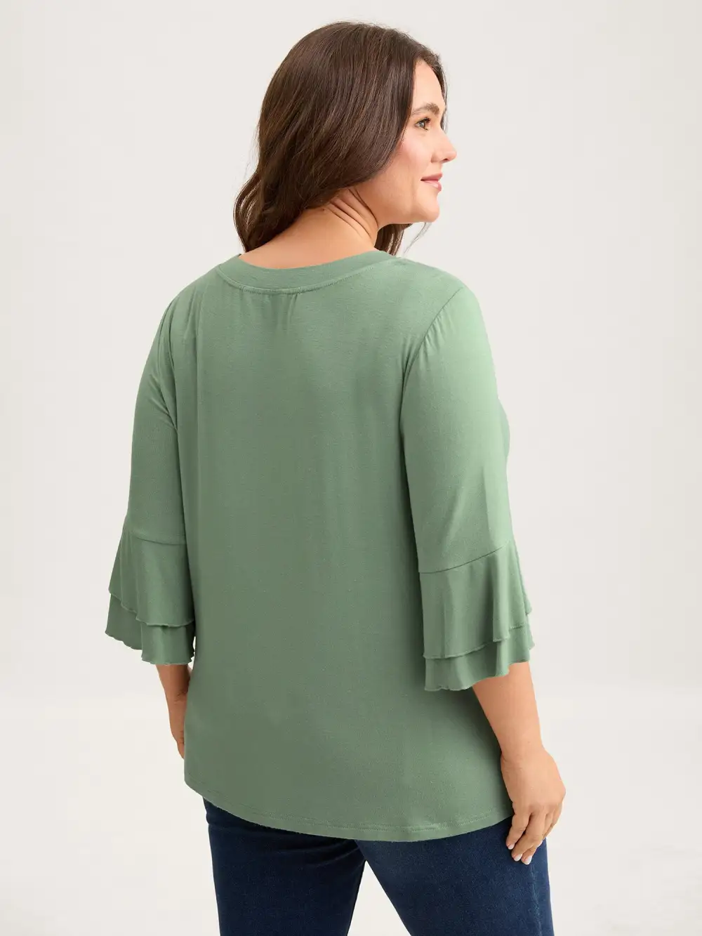 Supersoft Essentials Ruffle Layered Sleeve Pleated T-shirt