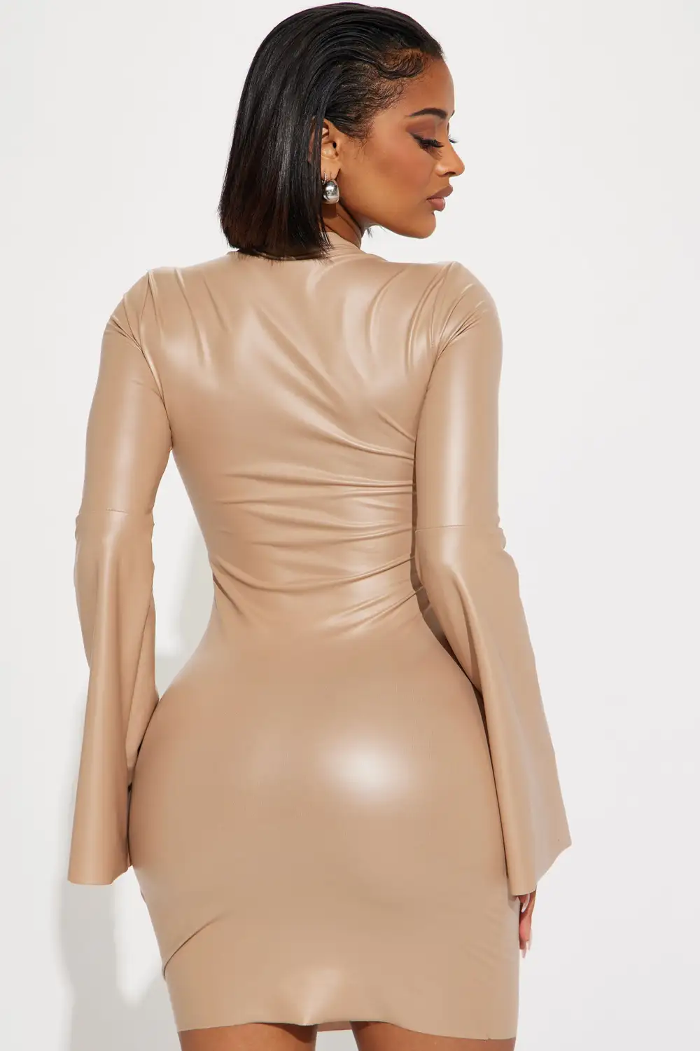 Lana Faux Leather Mini Dress - Taupe