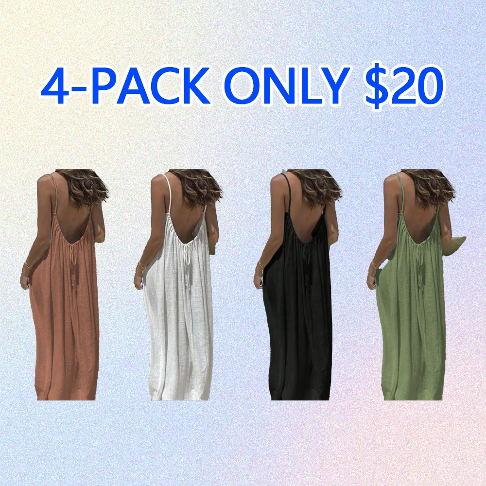 Women's Backless Cami Dress – Sleeveless Solid Color Summer Outfit