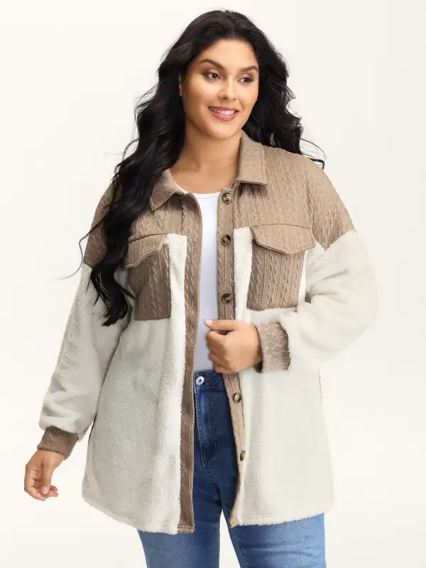 Colorblock Chest Pockets Button Jacket