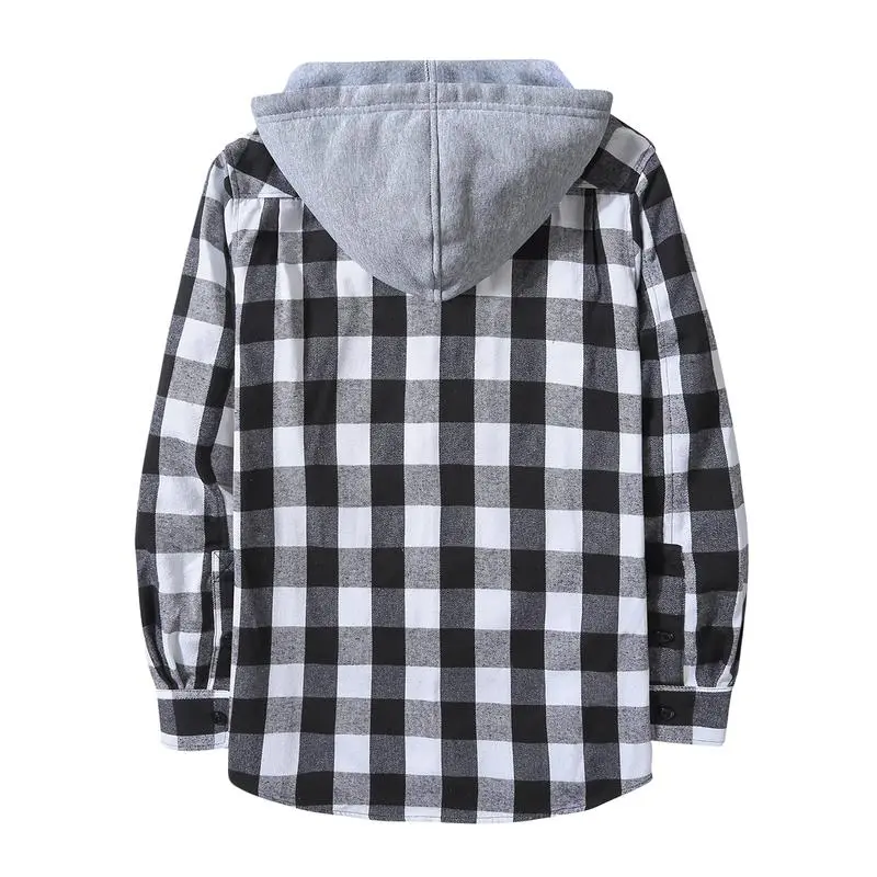 Men’s 3-Pack Flannel Hoodie Shirts – Plaid Button-Down Jackets with Hood & Pockets