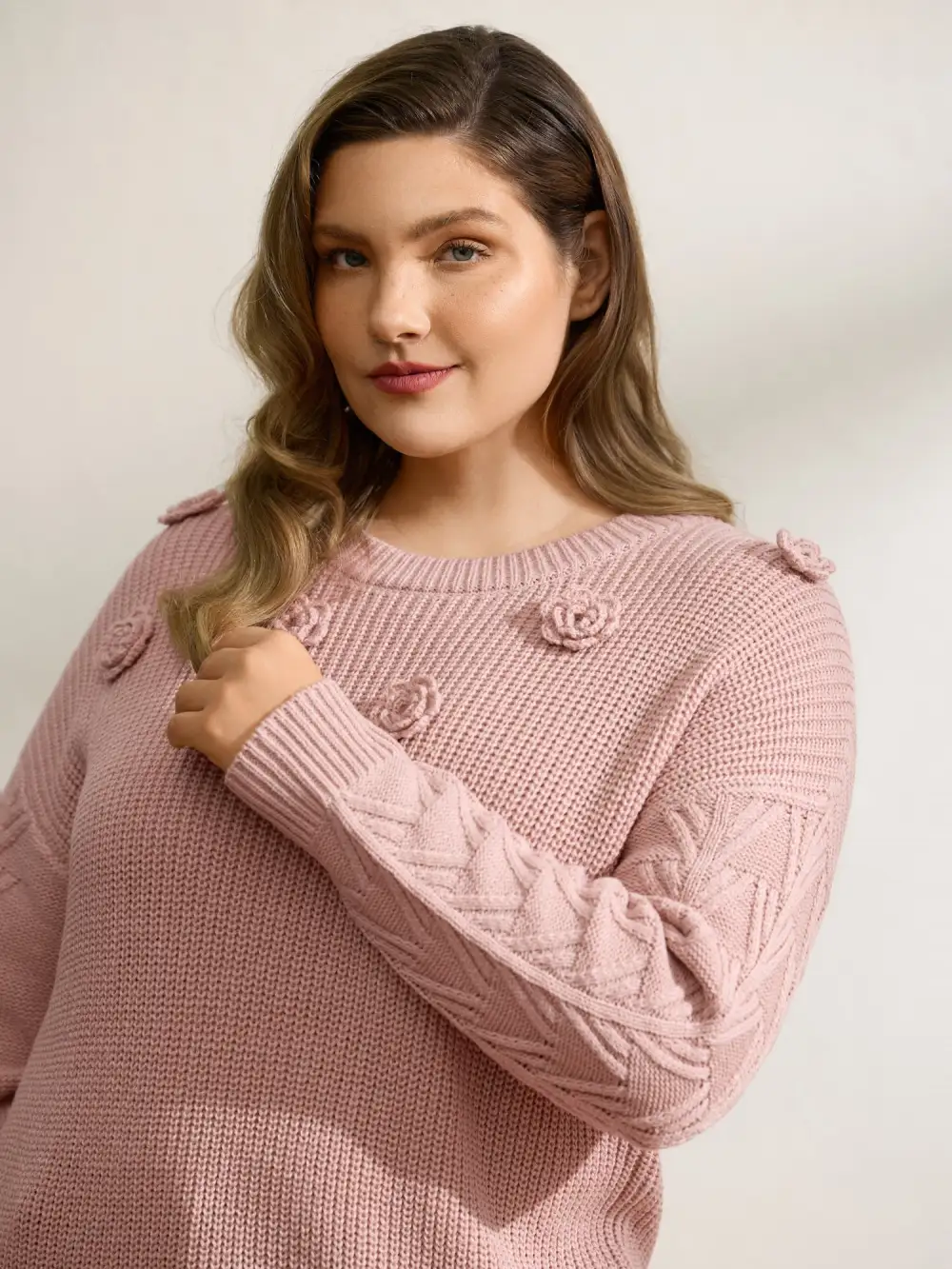 3D Floral Textured Pullover