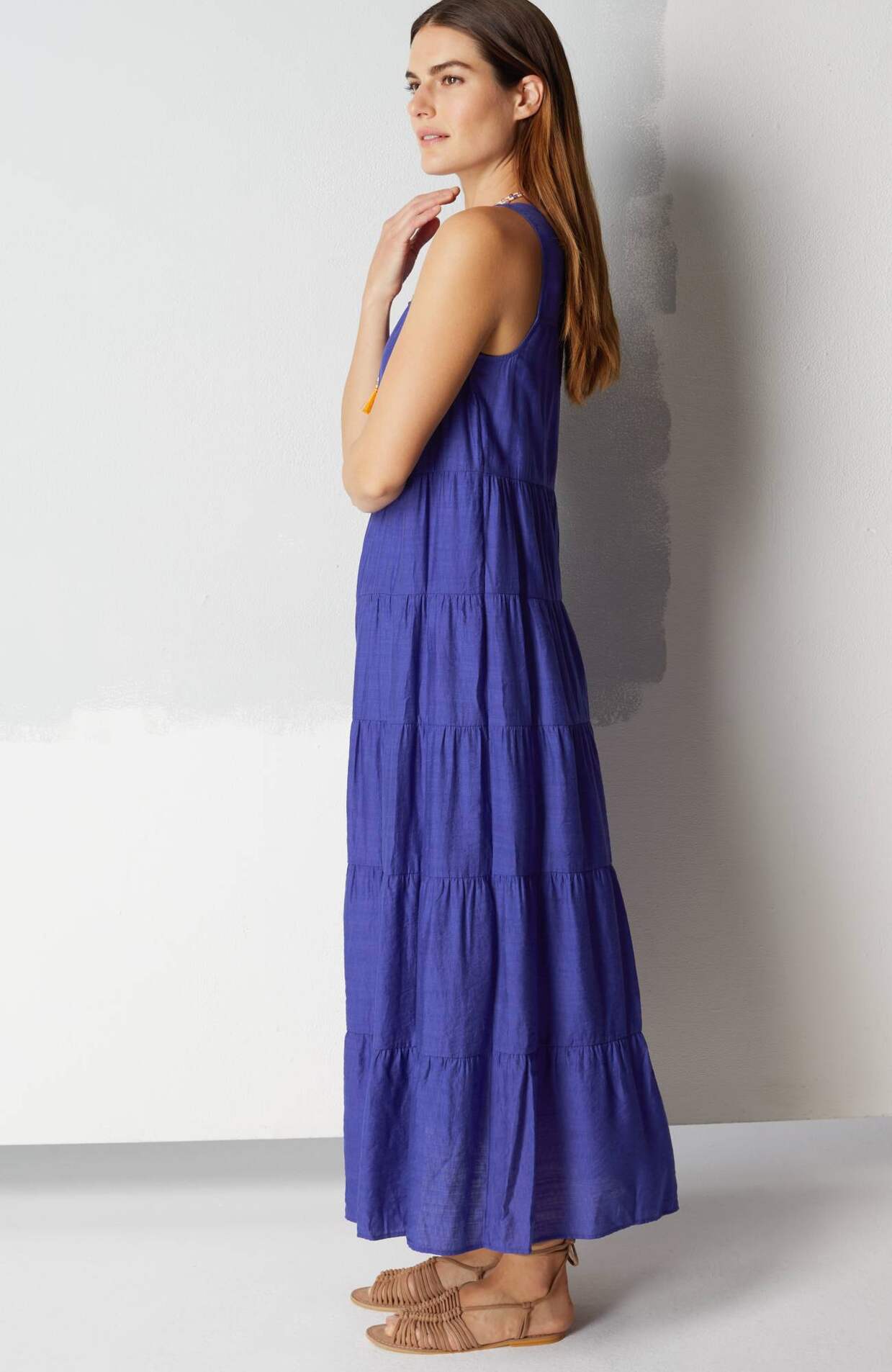 tiered a-line maxi dress
