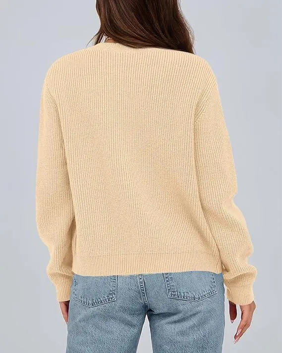 Cardigan Sweaters for Women Trendy 2025 Fall Open Front Long Sleeve Button Down Bow Knot Cropped Lady Jacket