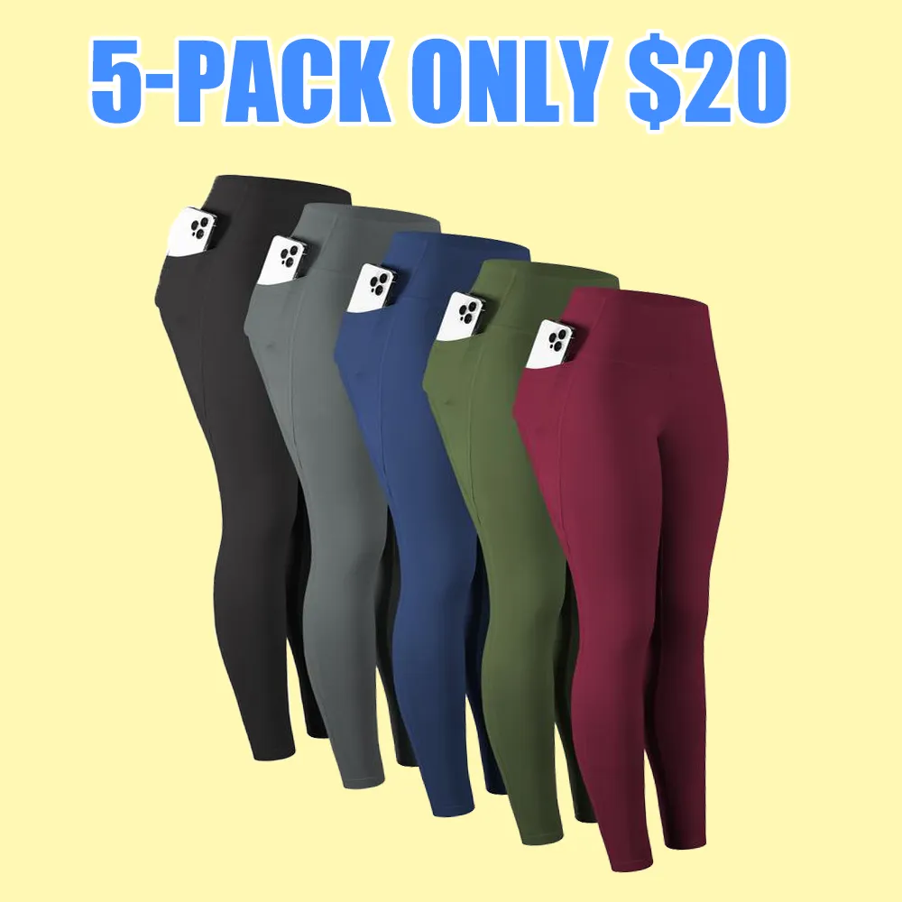 Women's Athletic Yoga Leggings – High Waist, Pockets, Multi-Pack Options
