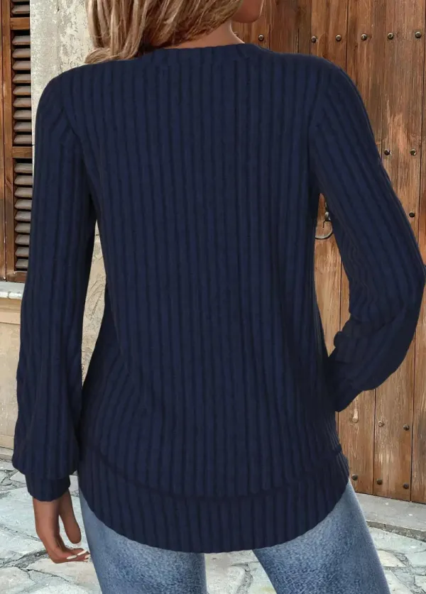 Navy Long Sleeve Round Neck Sweatshirt