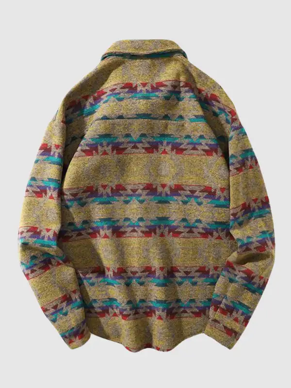 Men's Western Classic Geometric Pattern Retro Ethnic Style Blend Wool Jacket