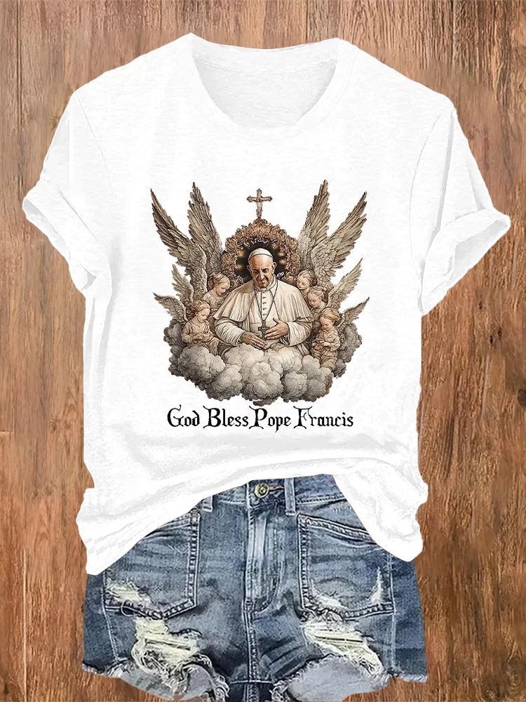 Women's Rip 1936-2025 God Bless PF Print Short Sleeve Round Neck Cotton T-Shirt