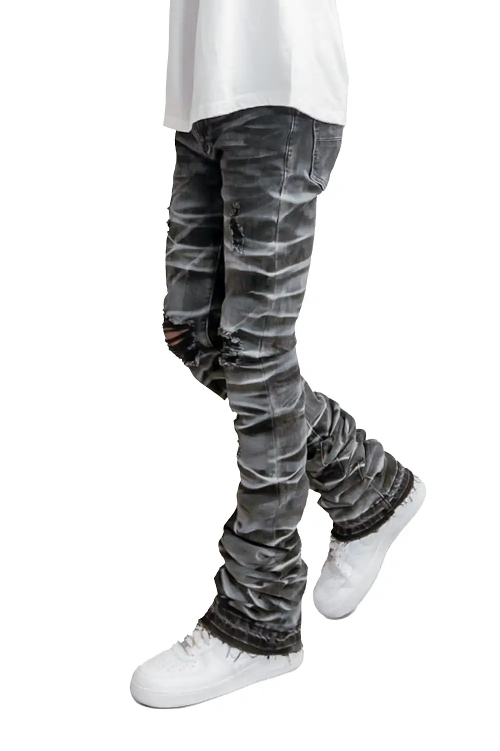 Sniper Dark Grey Super Stacked Flare Jean